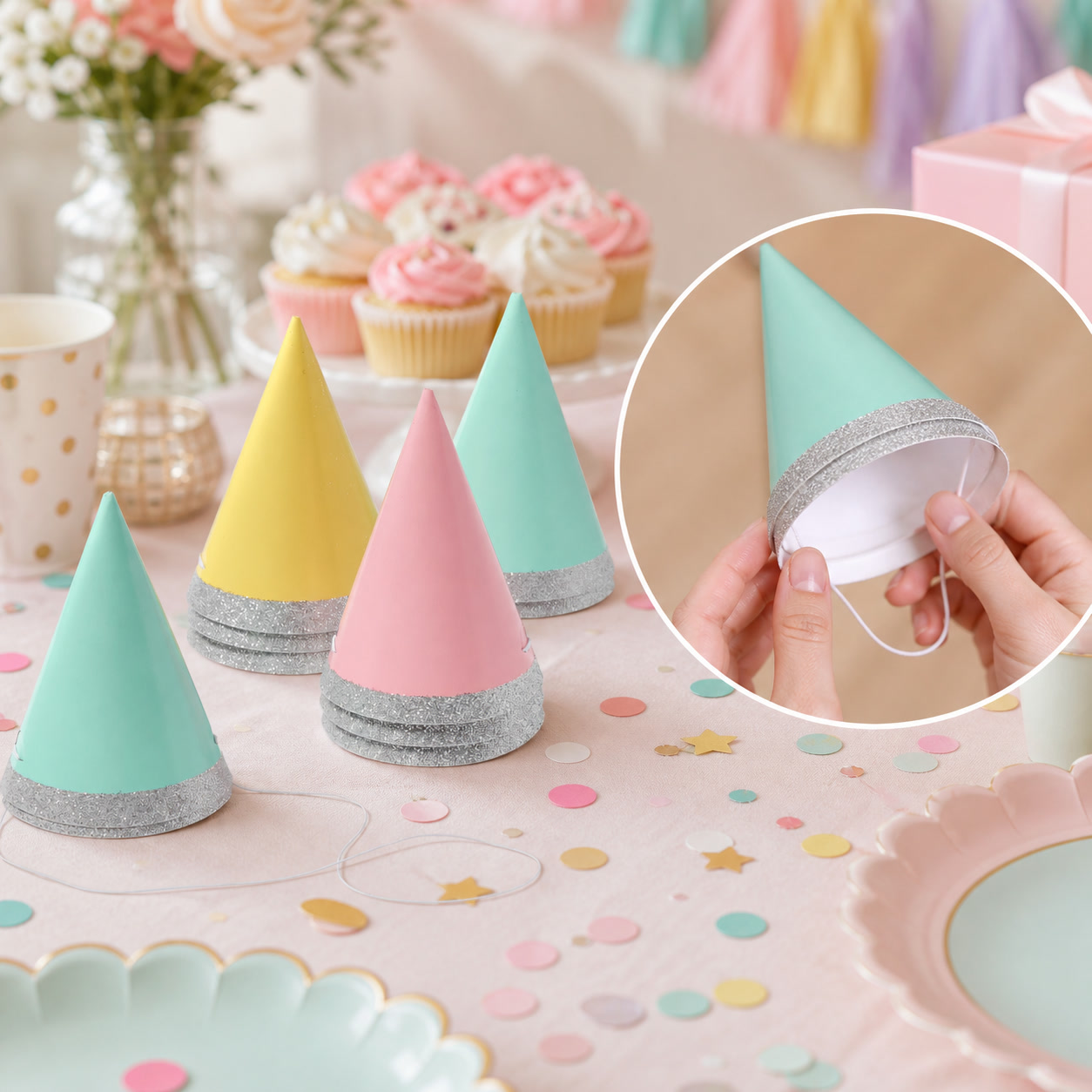Party Hat Cone - 10 chapeaux de fête miniatures à