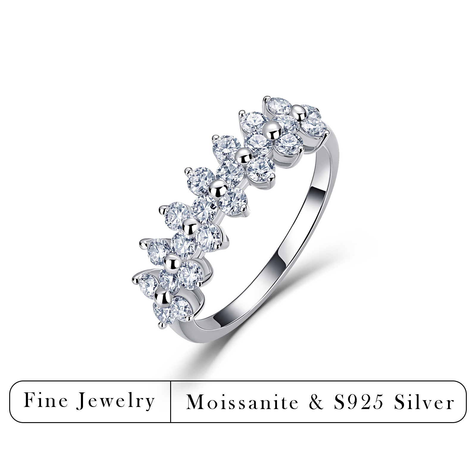Flower Wall Panel - Bague florale ronde en moissanite 1CTW,