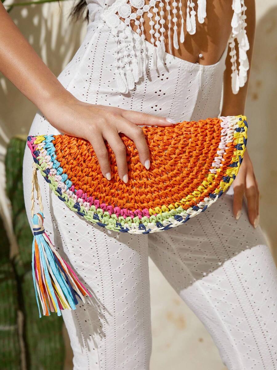 Paper Straw Color - Pochettes pour femmes, sac en paille,