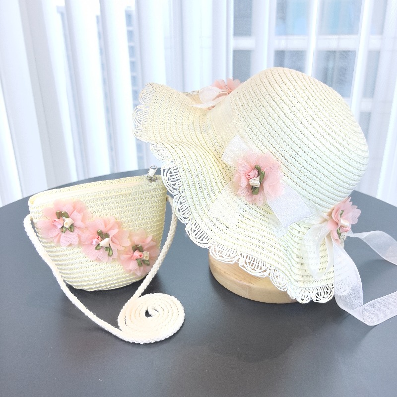 Paper Straw Color - Chapeau de paille 2 pièces pour