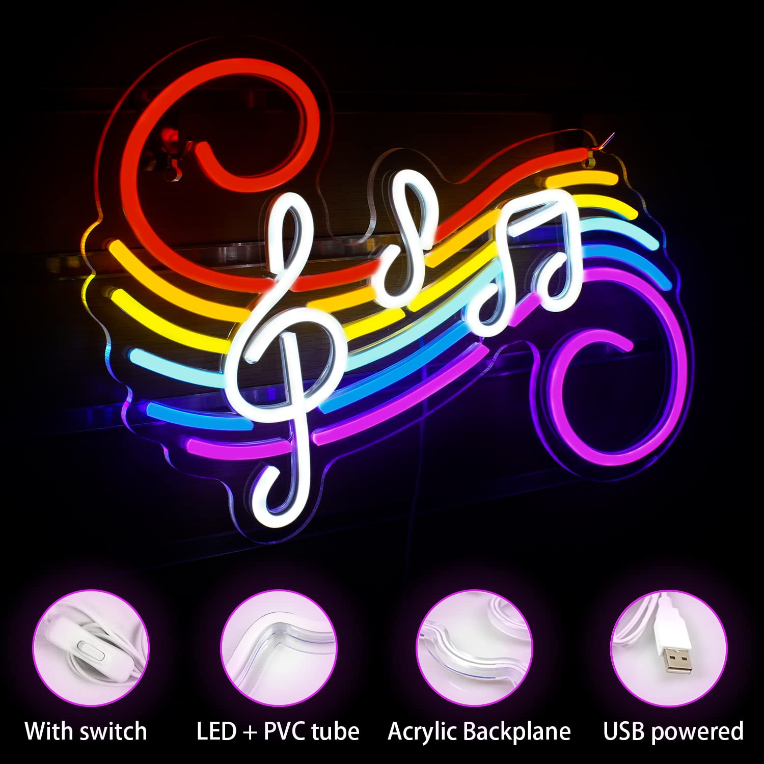 Enseigne néon notes de musique - Neon Sign Party avis et prix