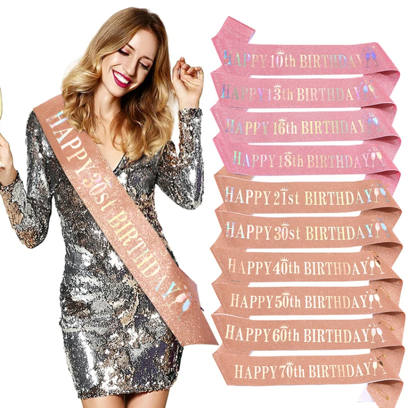 Ceinture à paillettes pour fil - Birthday Sash Glitter avis et prix