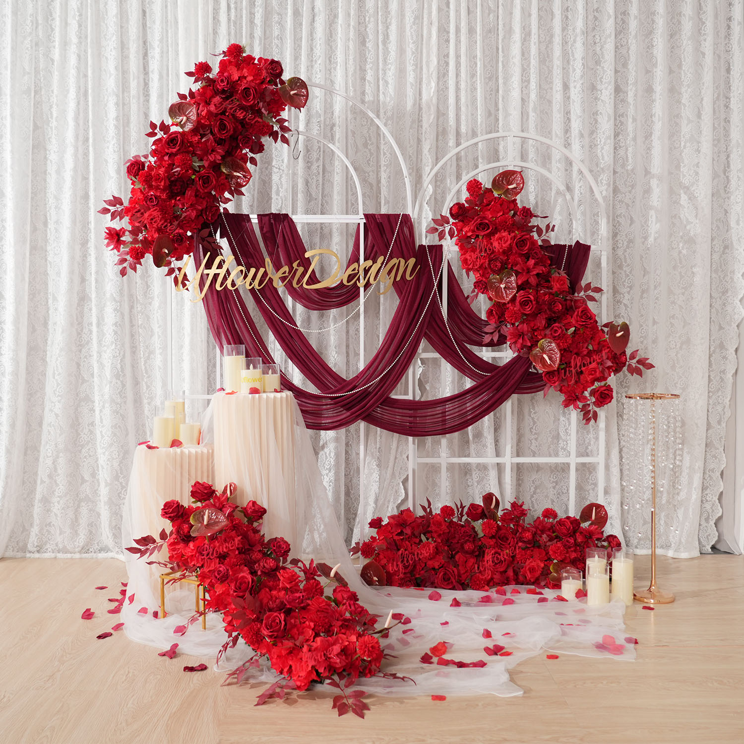 Uflower rouge fleur rangée mar - Flower Wall Panel avis et prix