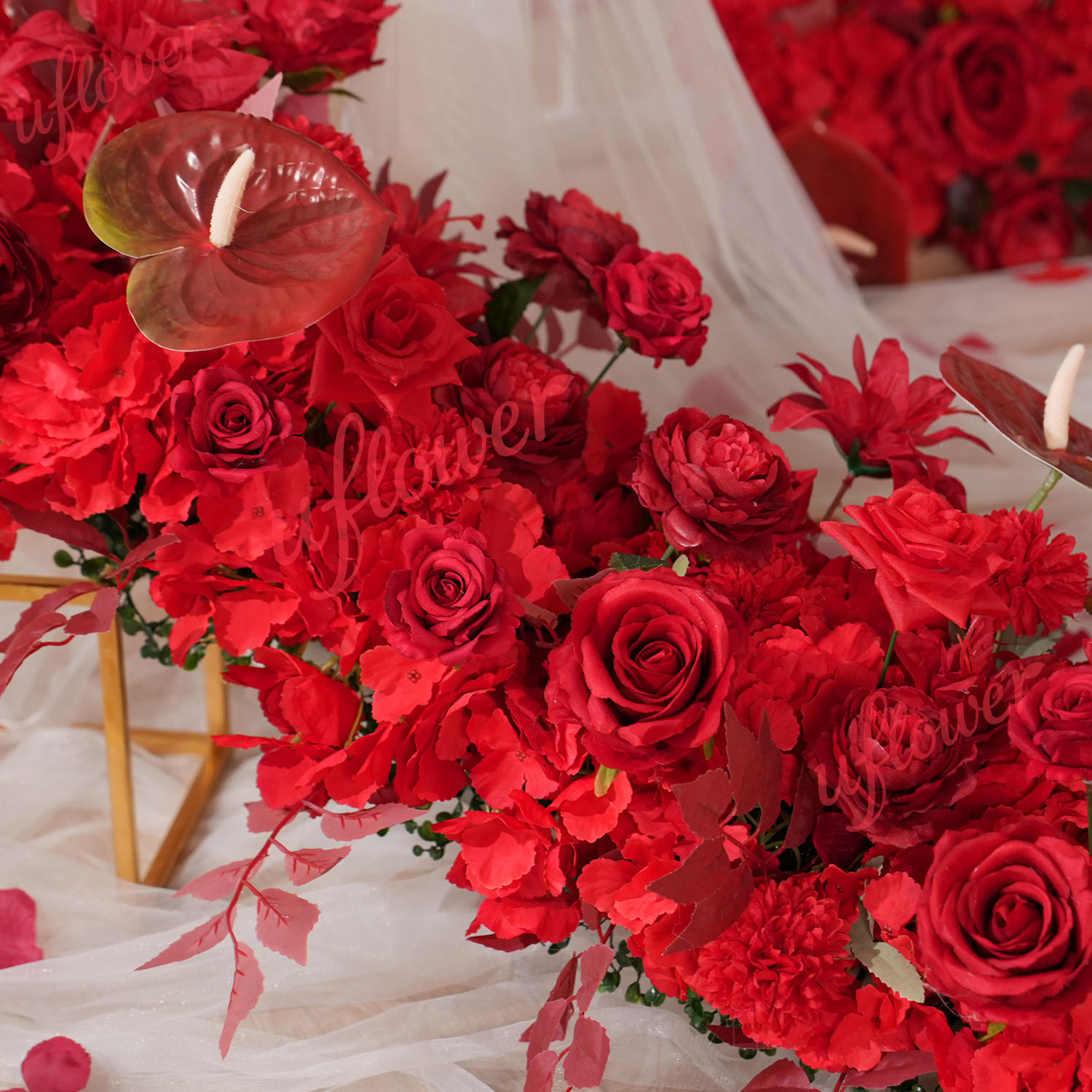 Uflower rouge fleur rangée mar - Flower Wall Panel avis et prix