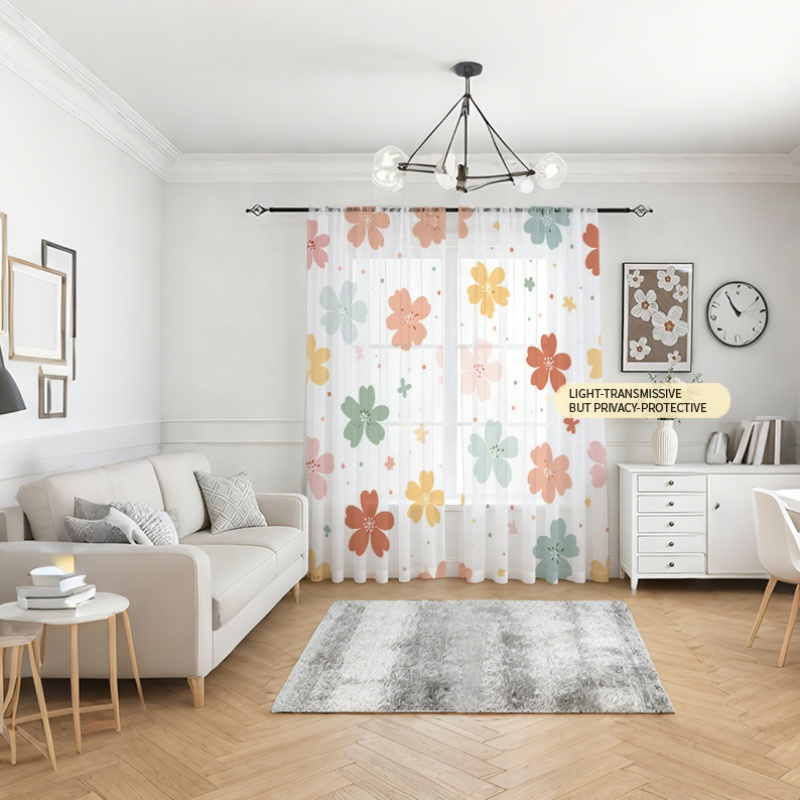 Lot de 2 rideaux transparents  - Flower Wall Panel avis et prix