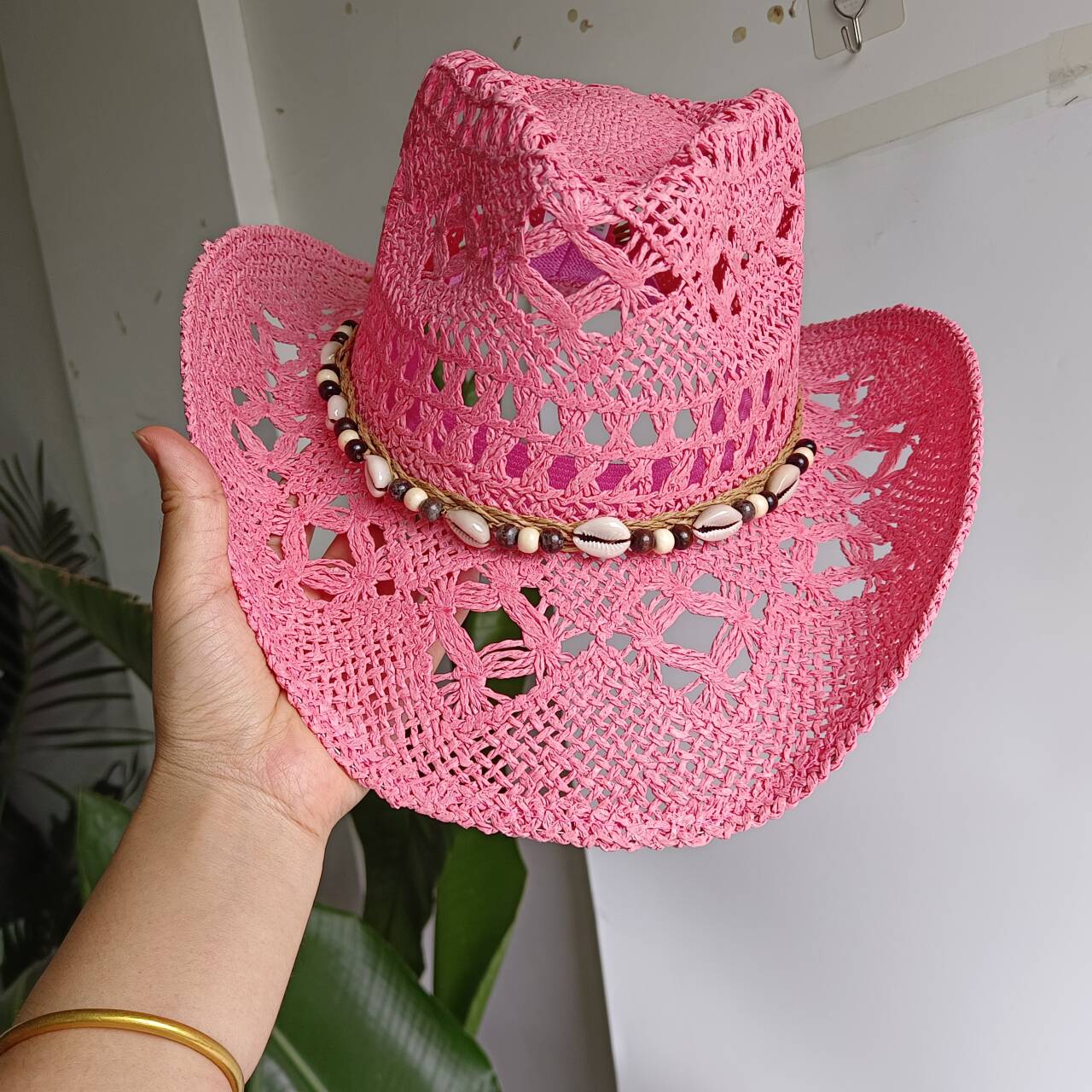 Chapeau de cowboy rose en pail - Paper Straw Color avis et prix